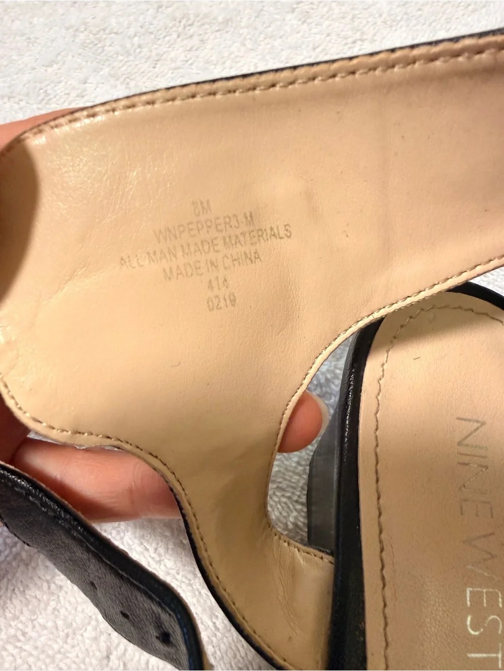 Nine West Black Slide Sandals with Beige Insole